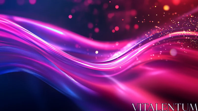 Shimmering neon waves flow gently through a glowing dreamscape