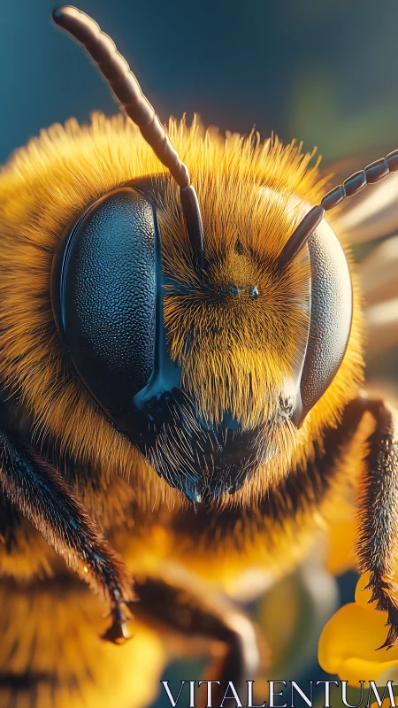 Gentle close-up of a fuzzy honeybee in golden sunlight.