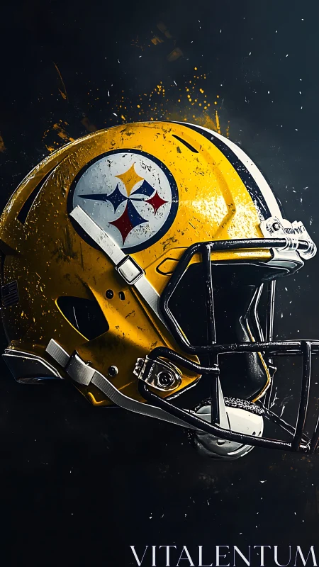 Bold yellow football helmet glowing with spirited energy.