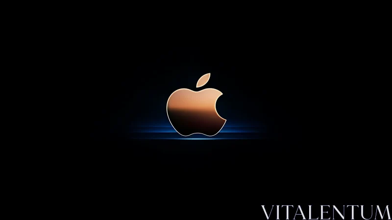Apple Logo Luminous Gradient Rendering With Blue Optical Glow Effect.