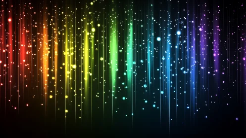 Digital spectrum light trails with vertical particle cascades.