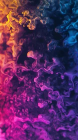 Multicolored fluid gradient with abstract swirling forms.