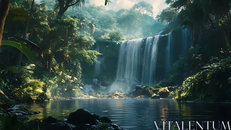 Hidden Jungle Waterfall Sanctuary in Emerald Paradise.