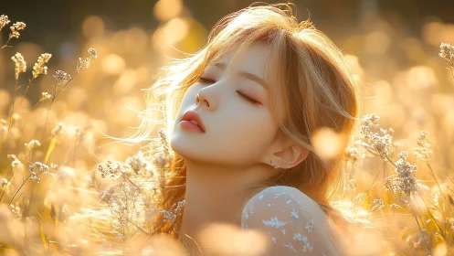 Sunlit daydreamer adrift in fields of glowing wildlight.