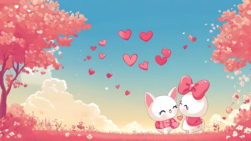 Adorable Love Story Blooming in a Whimsical Garden of Hearts