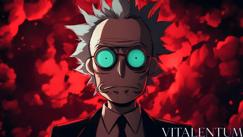 Midnight scientist caught between chaos and curiosity.