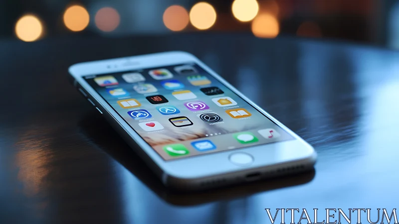 White iPhone with Multi-layered App Interface in Shallow Depth of Field.