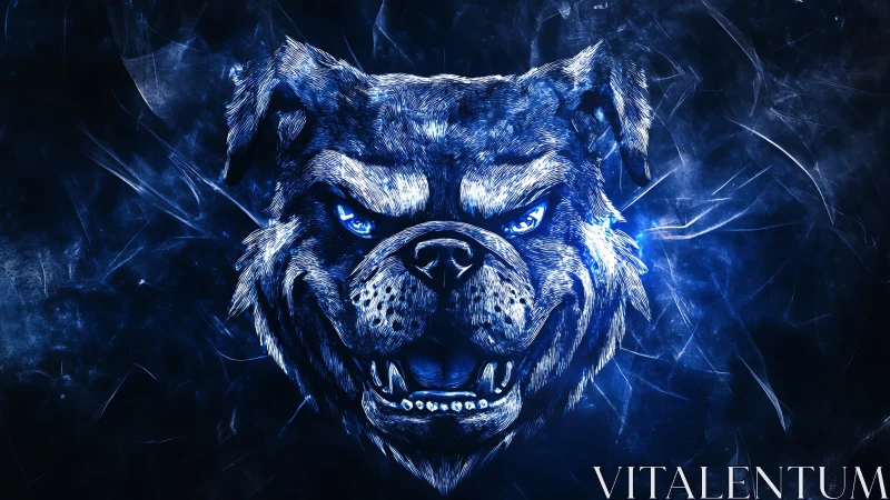 Electric blue spirit hound with fierce, glowing gaze.