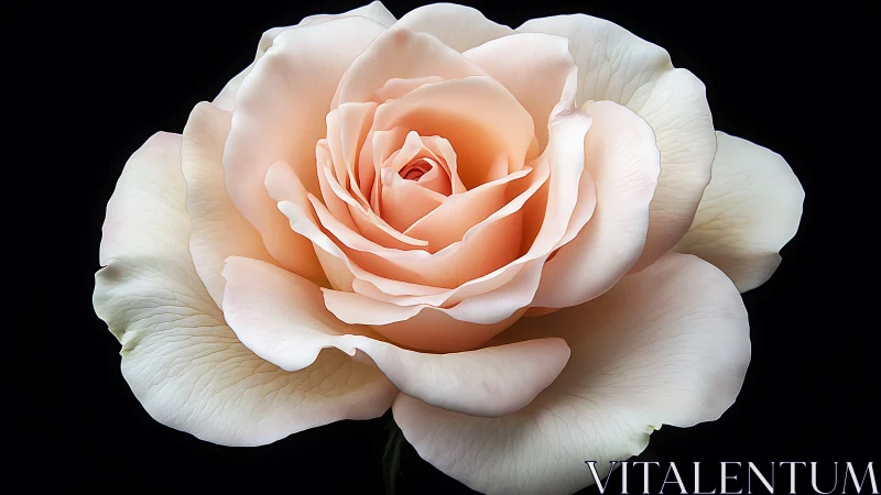 Peach Rose Unfolds: Luminous Layers Against Darkness.