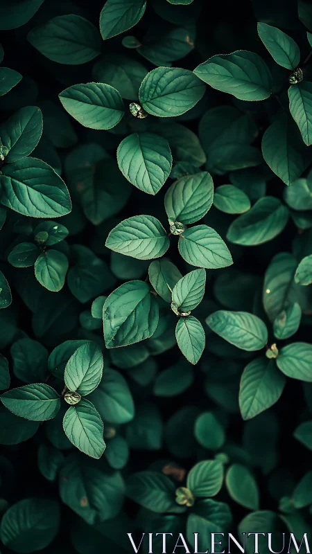 Emerald foliage pattern under soft diffused natural light.