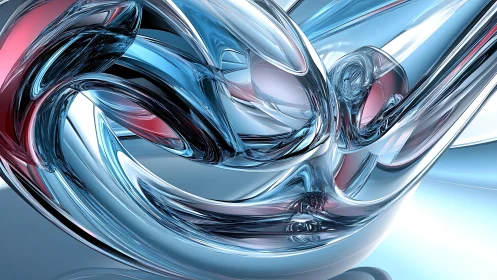 Futuristic Abstract Glass Shapes in Cool Blue and Silver Tones.