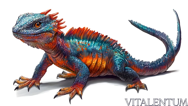 Multicolored stylized lizard illustration on white background.