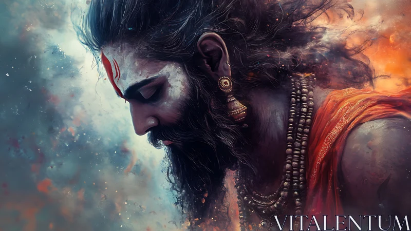 Fiery mystic bows inward as smoke and embers drift past