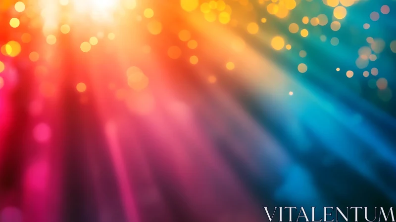 Radiant bokeh light rays flow through a vivid color spectrum.