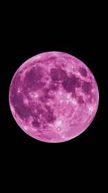 Neon magenta moon glows against deep black space.