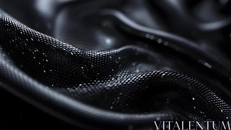 Luxurious Black Silk Fabric Texture with Subtle Golden Accents.