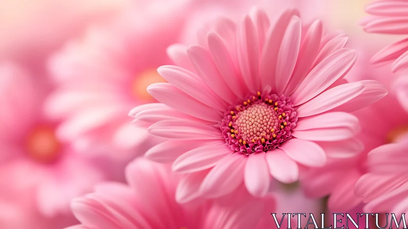 Pink Gerbera Daisy in Sharp Focus with Soft Bokeh Background.