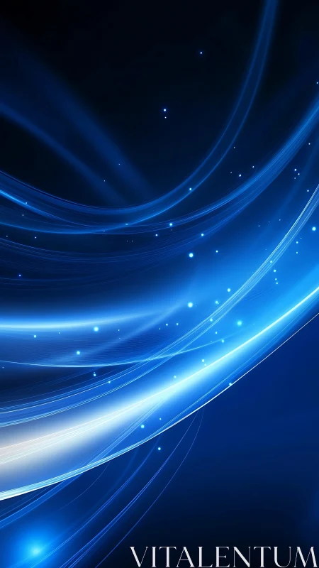 Electric blue light trails sweep across a deep cosmic night