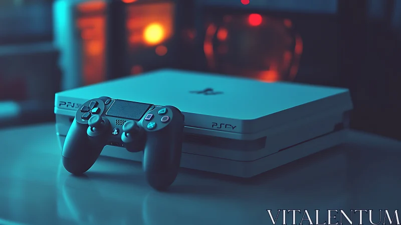 PS5 Console and Controller in Neon Glow.