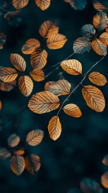 Autumnal tree foliage with shallow depth of field focus.
