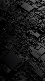 Dark geometric circuit surface with reflective modules.