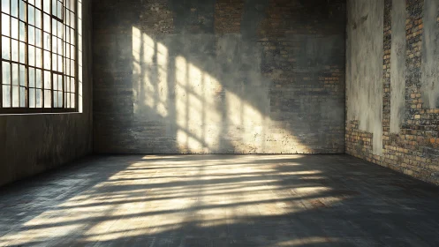 Industrial loft corner with streaked morning window light.