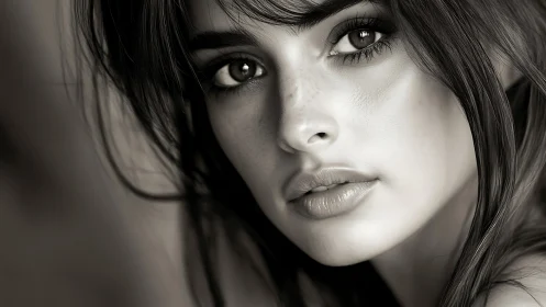 High-contrast monochrome close-up portrait with shallow depth