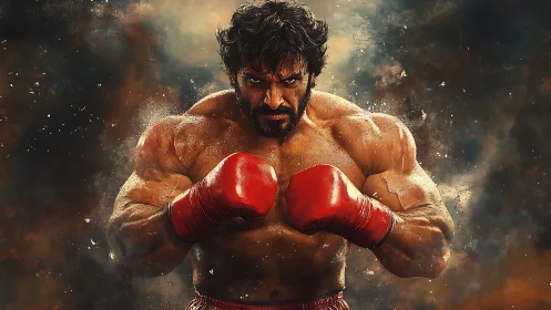 Muscular Boxer Portrait with Intensity.