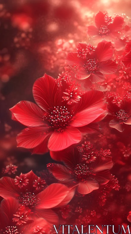 Crimson Dream Petals: A Luminous Floral Reverie.