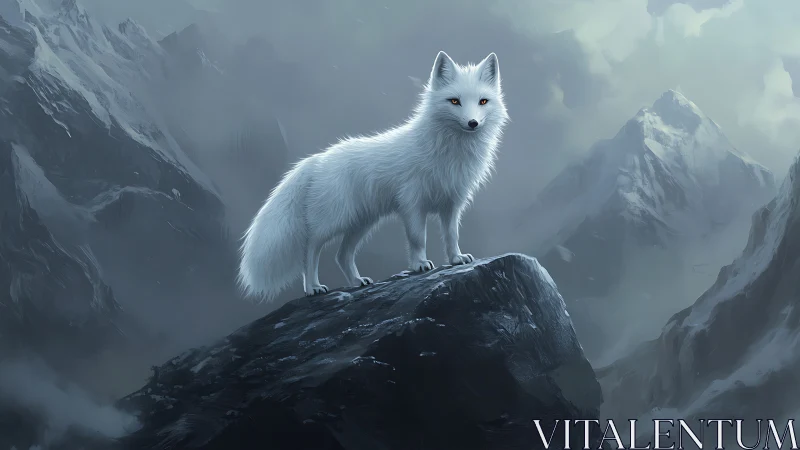 Frostbright fox holds silent command over storm-carved peaks