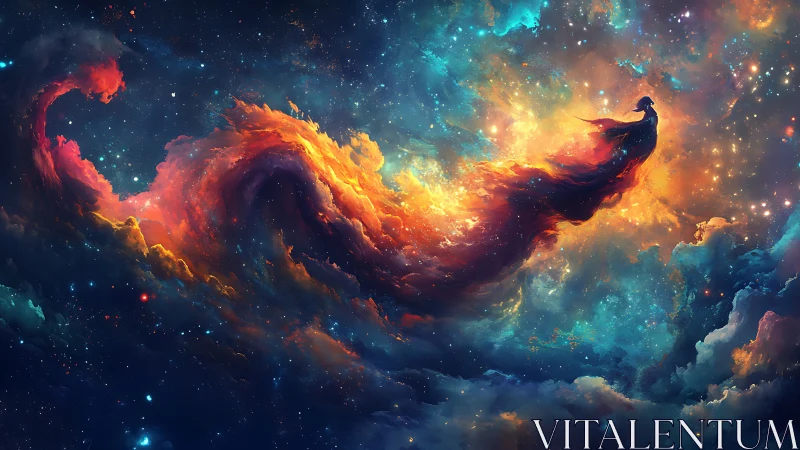 Figure-shaped nebular plume extends through dense starfield