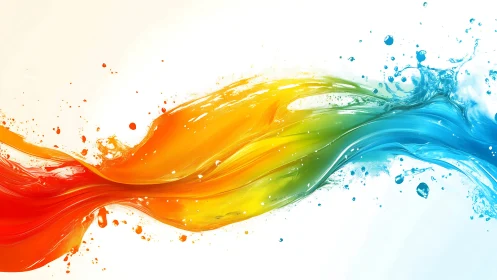 Vibrant color wave splashes dynamically across a clean backdrop