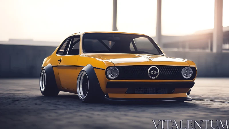 Widebody retro coupe with stance suspension and deep-dish wheels