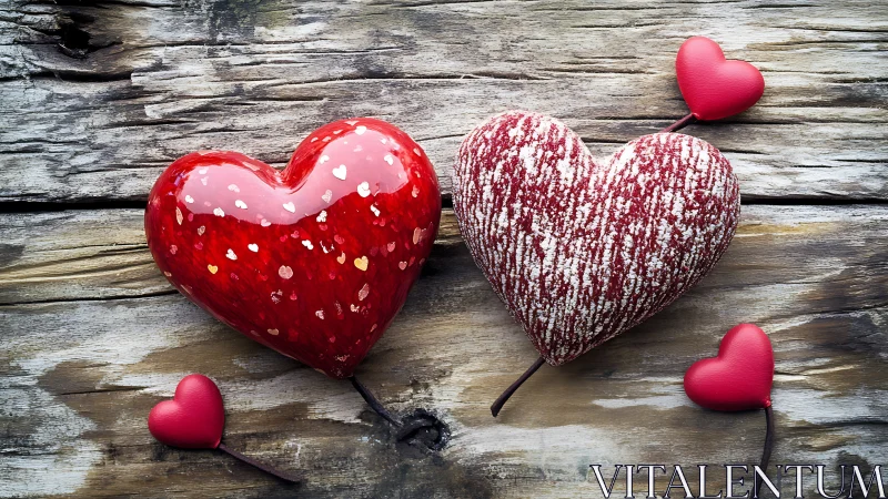 Lovesick Geometry: Hearts Scattered Across Weathered Wood.