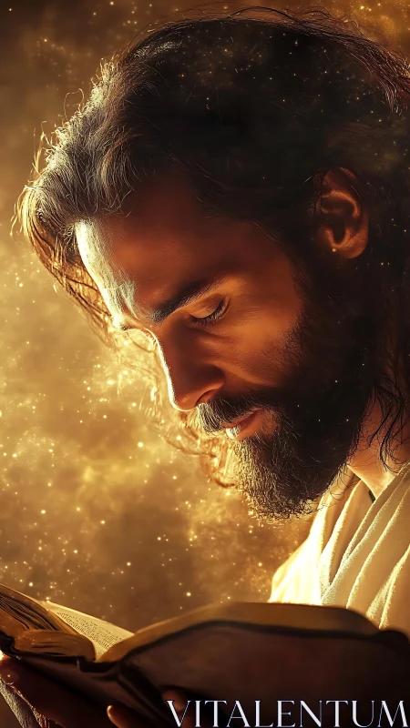 Soft starlight folds around a contemplative reader’s prayer