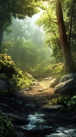 Emerald Cathedral: Where Sunlight Whispers Through Ancient Trees.