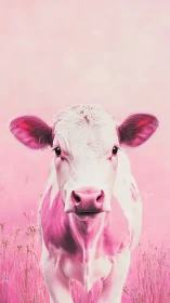 Pink-toned calf portrait on uniform pastel background.