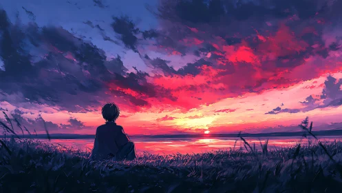 Twilight daydreamer beneath a cotton-candy storm sky.