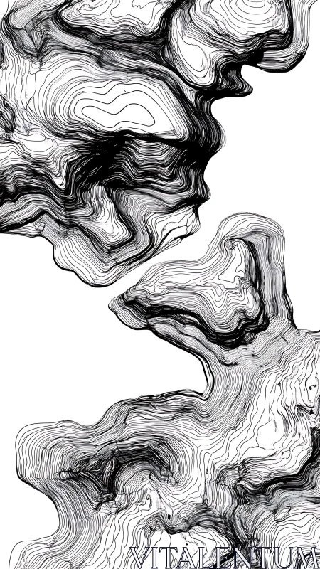 Topographic line formations create fluid monochrome landscape