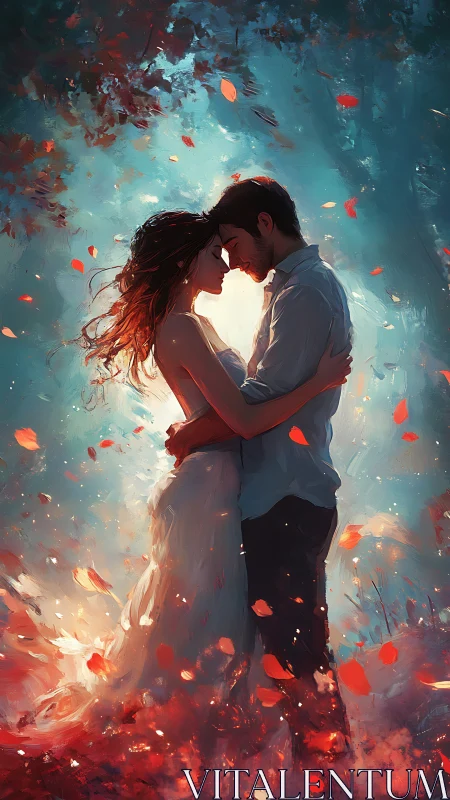 Two Hearts Embrace in Luminous Magic