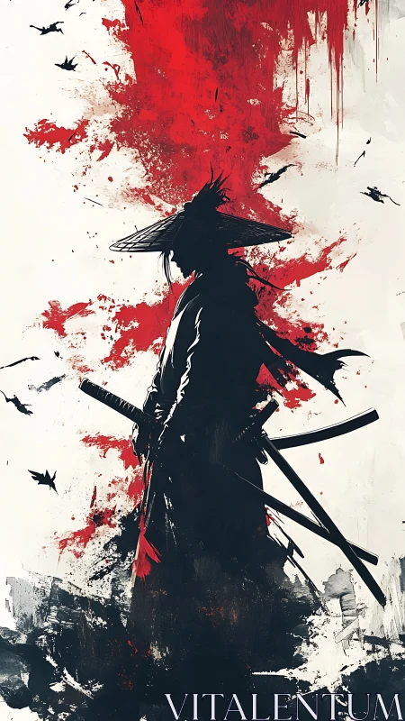 Crimson memory clings to the lone ronin’s painted silence