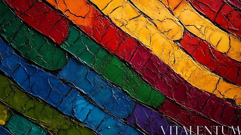 Thickened rainbow shingles crackle into sculpted color rivers