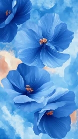 Blue Cosmos Blooms: Ethereal Petaled Symphony.