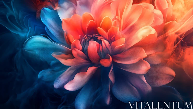 Digital Dahlia in Blue and Red Light.