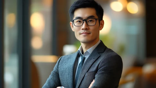 Confident young professional with warm, thoughtful presence.