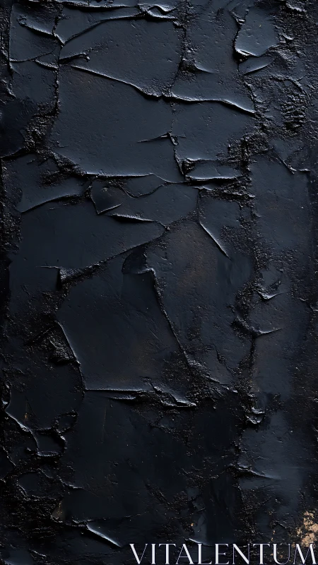 Textured black impasto surface with fractured tonal layers.