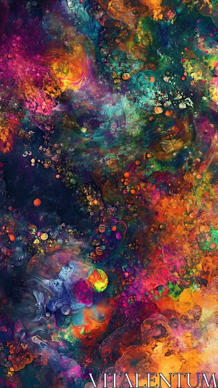 Cosmic nebula swirls in vibrant multicolored abstraction.
