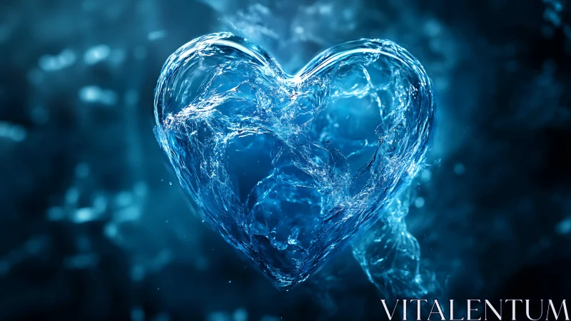Water Heart Splash. Dynamic Blue Form.