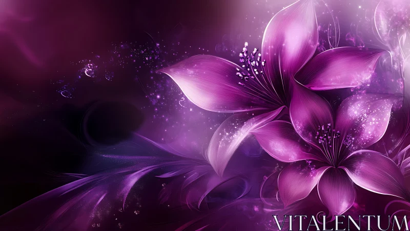 Luminescent Floral Abstraction in Magenta: Digital Rendering.