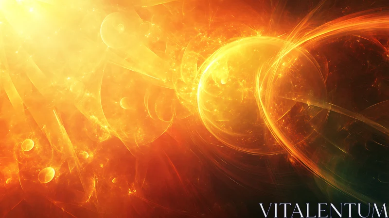 Solar firestorm orbs collide in a blazing cosmic sunrise.